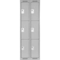 Clean Line Lockers, 3 -tier, Bank of 2, 24" x 18" x 72", Steel, Grey, Rivet (Assembled) Distribution Jean Lapalme