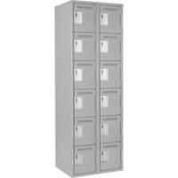 Clean Line Lockerettes, 6 -tier, Bank of 2, 24" x 18" x 72", Steel, Grey, Rivet (Assembled) Distribution Jean Lapalme