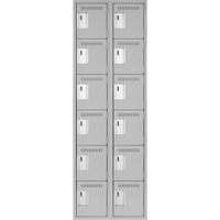 Clean Line Lockerettes, 6 -tier, Bank of 2, 24" x 18" x 72", Steel, Grey, Rivet (Assembled) Distribution Jean Lapalme