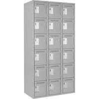 Clean Line Lockerettes, 6 -tier, Bank of 3, 36" x 18" x 72", Steel, Grey, Rivet (Assembled) Distribution Jean Lapalme