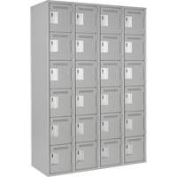 Clean Line Lockerettes, 6 -tier, Bank of 4, 48" x 18" x 72", Steel, Grey, Rivet (Assembled) Distribution Jean Lapalme