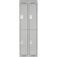 Clean Line Lockers, 2 -tier, Bank of 2, 24" x 18" x 78", Steel, Grey, Rivet (Assembled) Distribution Jean Lapalme