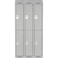 Clean Line Lockers, 2 -tier, Bank of 3, 36" x 18" x 78", Steel, Grey, Rivet (Assembled) Distribution Jean Lapalme