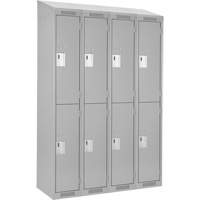 Clean Line Lockers, 2 -tier, Bank of 4, 48" x 18" x 78", Steel, Grey, Rivet (Assembled) Distribution Jean Lapalme