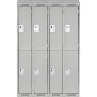 Clean Line Lockers, 2 -tier, Bank of 4, 48" x 18" x 78", Steel, Grey, Rivet (Assembled) Distribution Jean Lapalme
