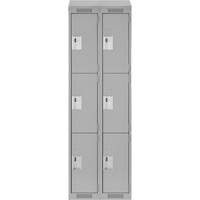 Clean Line Lockers, 3 -tier, Bank of 2, 24" x 18" x 78", Steel, Grey, Rivet (Assembled) Distribution Jean Lapalme