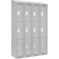 Clean Line Lockers, 3 -tier, Bank of 4, 48" x 18" x 78", Steel, Grey, Rivet (Assembled) Distribution Jean Lapalme