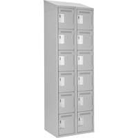 Clean Line Lockerette , 6 -tier, Bank of 2, 24" x 18" x 78", Steel, Grey, Rivet (Assembled) Distribution Jean Lapalme