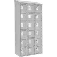 Clean Line Lockerette , 6 -tier, Bank of 3, 36" x 18" x 78", Steel, Grey, Rivet (Assembled) Distribution Jean Lapalme