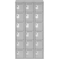 Clean Line Lockerette , 6 -tier, Bank of 3, 36" x 18" x 78", Steel, Grey, Rivet (Assembled) Distribution Jean Lapalme