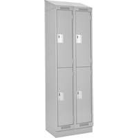Clean Line Lockers, 2 -tier, Bank of 2, 24" x 18" x 82", Steel, Grey, Rivet (Assembled) Distribution Jean Lapalme