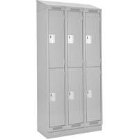 Clean Line Lockers, 2 -tier, Bank of 3, 36" x 18" x 82", Steel, Grey, Rivet (Assembled) Distribution Jean Lapalme