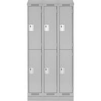 Clean Line Lockers, 2 -tier, Bank of 3, 36" x 18" x 82", Steel, Grey, Rivet (Assembled) Distribution Jean Lapalme