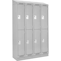 Clean Line Lockers, 2 -tier, Bank of 4, 48" x 18" x 82", Steel, Grey, Rivet (Assembled) Distribution Jean Lapalme