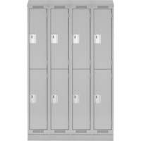 Clean Line Lockers, 2 -tier, Bank of 4, 48" x 18" x 82", Steel, Grey, Rivet (Assembled) Distribution Jean Lapalme