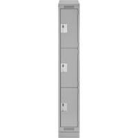 Clean Line Lockers, 3 -tier, 12" x 18" x 82", Steel, Grey, Rivet (Assembled) Distribution Jean Lapalme