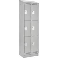 Clean Line Lockers, 3 -tier, Bank of 2, 24" x 18" x 82", Steel, Grey, Rivet (Assembled) Distribution Jean Lapalme