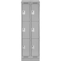Clean Line Lockers, 3 -tier, Bank of 2, 24" x 18" x 82", Steel, Grey, Rivet (Assembled) Distribution Jean Lapalme