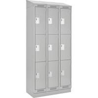 Clean Line Lockers, 3 -tier, Bank of 3, 36" x 18" x 82", Steel, Grey, Rivet (Assembled) Distribution Jean Lapalme