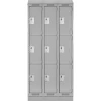 Clean Line Lockers, 3 -tier, Bank of 3, 36" x 18" x 82", Steel, Grey, Rivet (Assembled) Distribution Jean Lapalme
