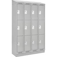Clean Line Lockers, 3 -tier, Bank of 4, 48" x 18" x 82", Steel, Grey, Rivet (Assembled) Distribution Jean Lapalme