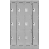 Clean Line Lockers, 3 -tier, Bank of 4, 48" x 18" x 82", Steel, Grey, Rivet (Assembled) Distribution Jean Lapalme