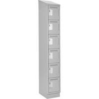 Clean Line Lockerette, 6 -tier, 12" x 18" x 82", Steel, Grey, Rivet (Assembled) Distribution Jean Lapalme