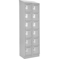 Clean Line Lockerette, 6 -tier, Bank of 2, 24" x 18" x 82", Steel, Grey, Rivet (Assembled) Distribution Jean Lapalme