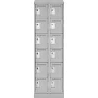 Clean Line Lockerette, 6 -tier, Bank of 2, 24" x 18" x 82", Steel, Grey, Rivet (Assembled) Distribution Jean Lapalme