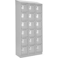 Clean Line Lockerette, 6 -tier, Bank of 3, 36" x 18" x 82", Steel, Grey, Rivet (Assembled) Distribution Jean Lapalme