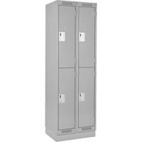 Clean Line Lockers, 2 -tier, Bank of 2, 24" x 18" x 76", Steel, Grey, Rivet (Assembled) Distribution Jean Lapalme