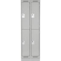 Clean Line Lockers, 2 -tier, Bank of 2, 24" x 18" x 76", Steel, Grey, Rivet (Assembled) Distribution Jean Lapalme