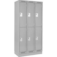 Clean Line Lockers, 2 -tier, Bank of 3, 36" x 18" x 76", Steel, Grey, Rivet (Assembled) Distribution Jean Lapalme