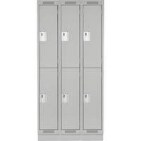 Clean Line Lockers, 2 -tier, Bank of 3, 36" x 18" x 76", Steel, Grey, Rivet (Assembled) Distribution Jean Lapalme