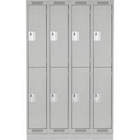 Clean Line Lockers, 2 -tier, Bank of 4, 48" x 18" x 76", Steel, Grey, Rivet (Assembled) Distribution Jean Lapalme