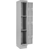 Clean Line Lockers, 3 -tier, Bank of 4, 48" x 18" x 76", Steel, Grey, Rivet (Assembled) Distribution Jean Lapalme