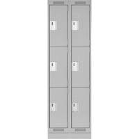 Clean Line Lockers, 3 -tier, Bank of 2, 24" x 18" x 76", Steel, Grey, Rivet (Assembled) Distribution Jean Lapalme
