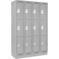 Clean Line Lockers, 3 -tier, Bank of 4, 48" x 18" x 76", Steel, Grey, Rivet (Assembled) Distribution Jean Lapalme