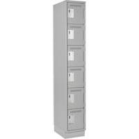 Clean Line Lockerette, 6 -tier, 12" x 18" x 76", Steel, Grey, Rivet (Assembled) Distribution Jean Lapalme
