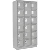 Clean Line Lockerette, 6 -tier, Bank of 3, 36" x 18" x 76", Steel, Grey, Rivet (Assembled) Distribution Jean Lapalme
