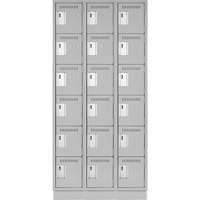 Clean Line Lockerette, 6 -tier, Bank of 3, 36" x 18" x 76", Steel, Grey, Rivet (Assembled) Distribution Jean Lapalme