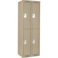 Clean Line Lockers, 2 -tier, Bank of 2, 24" x 18" x 72", Steel, Beige, Rivet (Assembled) Distribution Jean Lapalme