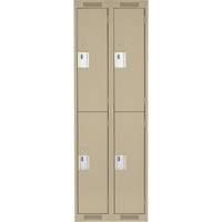 Clean Line Lockers, 2 -tier, Bank of 2, 24" x 18" x 72", Steel, Beige, Rivet (Assembled) Distribution Jean Lapalme