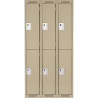 Clean Line Lockers, 2 -tier, Bank of 3, 36" x 18" x 72", Steel, Beige, Rivet (Assembled) Distribution Jean Lapalme