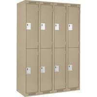 Clean Line Lockers, 2 -tier, Bank of 4, 48" x 18" x 72", Steel, Beige, Rivet (Assembled) Distribution Jean Lapalme