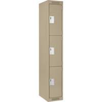 Clean Line Lockers, 3 -tier, 12" x 18" x 72", Steel, Beige, Rivet (Assembled) Distribution Jean Lapalme