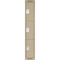 Clean Line Lockers, 3 -tier, 12" x 18" x 72", Steel, Beige, Rivet (Assembled) Distribution Jean Lapalme