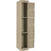 Clean Line Lockers, 3 -tier, Bank of 4, 48" x 18" x 72", Steel, Beige, Rivet (Assembled) Distribution Jean Lapalme