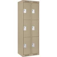 Clean Line Lockers, 3 -tier, Bank of 2, 24" x 18" x 72", Steel, Beige, Rivet (Assembled) Distribution Jean Lapalme