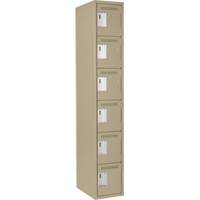 Clean Line Lockerette, 6 -tier, 12" x 18" x 72", Steel, Beige, Rivet (Assembled) Distribution Jean Lapalme